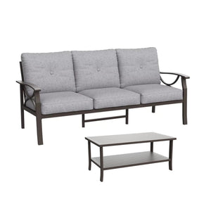 English Elm 2 Piece Outdoor Steel Sofa Set with Coffee Table Powder Coated for All Weather Patios Gray+ Khaki B082P455151