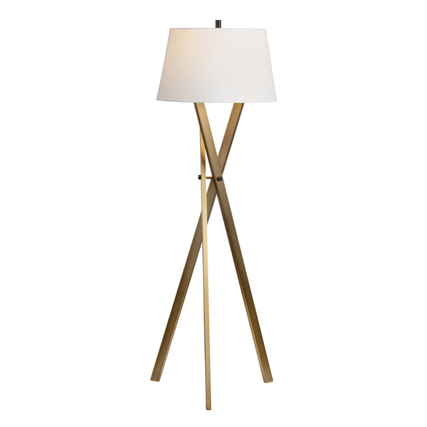 Crestview Collection 63.75"H Modern Tripod Floor Lamp With Crisscross Design, Linen Shade, And 3-way Switch For Versatile Lighting   Cvaer2037b