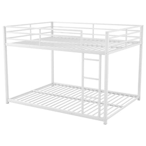 English Elm Full Over Low Profile Steel Bunk Bed with Guardrail and Integrated Ladder White MF285536AAK