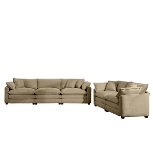 English Elm Modern 2-Piece Living Room Sofa Set With Plush Tan Corduroy, Deep Seats & Memory Foam Cushions W714S00793