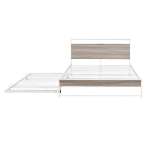 English Elm Queen Steel Platform Bed with Trundle Headboard Shelves and Built-in Usb Charging N708P477431K