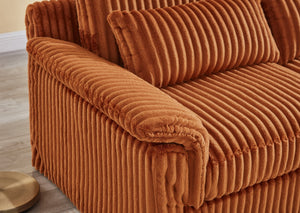 English Elm 74" Corduroy Loveseat Plush 2-seater Sofa with Pillow Arms for Compact Living Spaces Orange W1669P368992