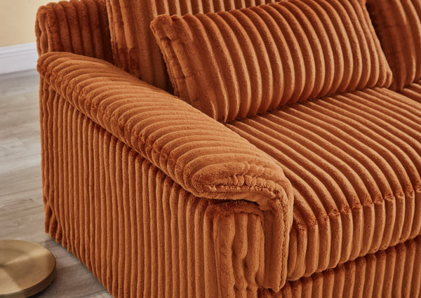 English Elm 74" Corduroy Loveseat Plush 2-seater Sofa with Pillow Arms for Compact Living Spaces Orange W1669P368992