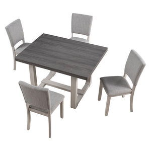 English Elm Transitional Trestle Base Dining Set with Upholstered Chairs for Modern Farmhouse Rooms Gray B2741S00784
