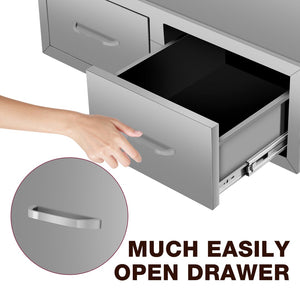 English Elm Double Drawer Stainless Steel Outdoor Kitchen Cabinet for Built-in Courtyard Storage W3167P303260