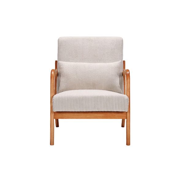 English Elm Mid-Century Upholstered Accent Chair with Pillow, Ergonomic Solid Wood Frame for Living Room W2989P241862