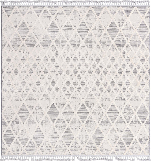 Unique Loom Arlo Cy Machine Made Tribal Rug Gray, Ivory 9' 10" x 9' 10"