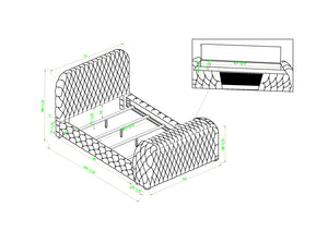 English Elm 1Pc Luxurious Queen Bed With Tufted Black Velvet Headboard, Tv Lift & Electric Fireplace For Cozy Elegance B2741S00087