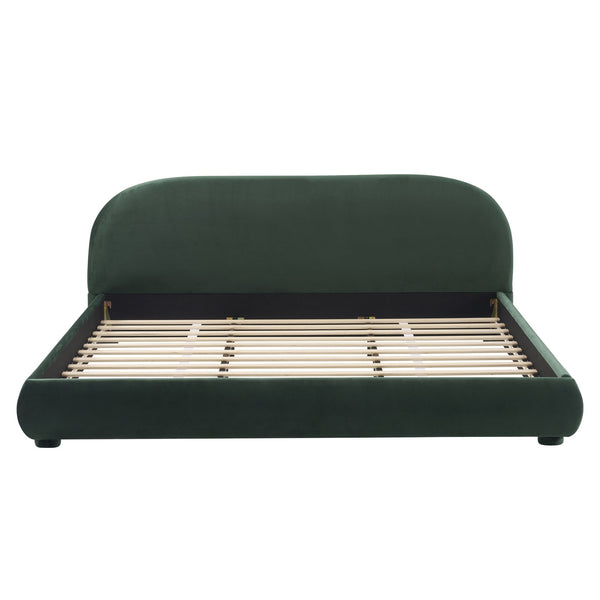 English Elm Christopher Knight Home® - Dark Green Velvet Soft Bed with Curved Headboard, 800lb Capacity, Easy Clean Luxury King Frame N769P348028G