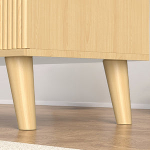 English Elm 6 Drawer Fluted Wood Dresser Natural Finish Compact Chest for Nursery or Bedroom T3773P415502