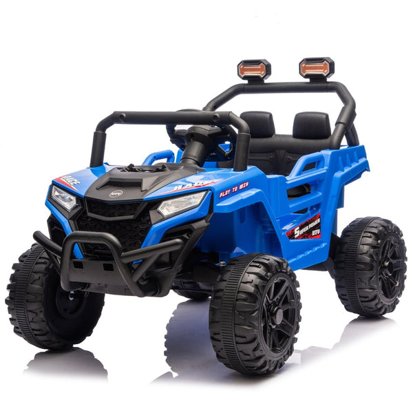 English Elm 12v Kids Electric Utv with 4-wheel Suspension Anti-collision Bar and 2-hour Battery Blue W1578P343327