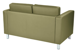 OSP Home Furnishings Pacific Faux Leather 2-seater Loveseat with Chrome Legs for Modern Living Spaces Sage PAC52-R106