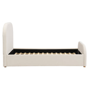 English Elm Christopher Knight Home® - Twin Linen Upholstered Bed Frame with Curved Padded Headboard, Solid Wood Legs, Beige Elegance N757T343407I