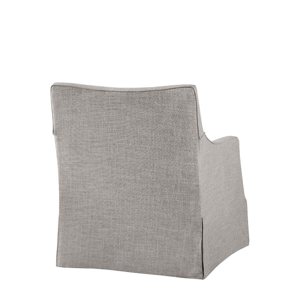 JLA Home Martha Stewart - London Skirted Swivel Armchair with Lumbar Pillow — Farmhouse Linen Look, 360° Smooth Rotation Grey MT103-1196
