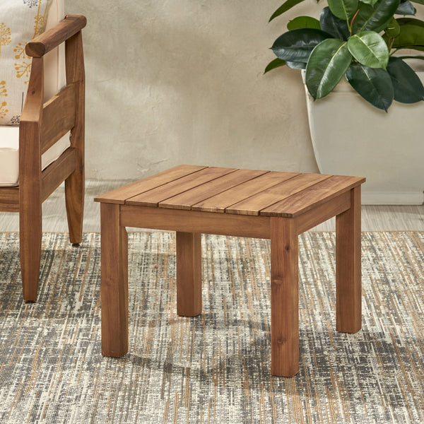English Elm Christopher Knight Home® - TEMECULA Side Table Crafted from Durable Acacia Wood with Classic Slat Top, Stylish Outdoor Accent Piece Brown 66469.00