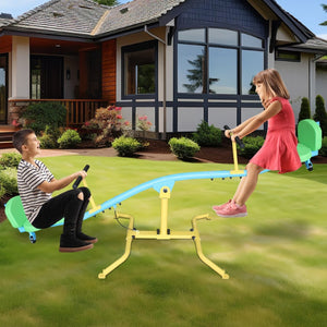 English Elm Children's 360 Rotating Seesaw Steel Frame Dual Seat Backrest Ride on Indoor Outdoor Play W1408P331589