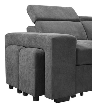 English Elm Remy Woven Fabric Sleeper Sectional with Pull-out Bed Storage Ottoman and Stools B2749S00185
