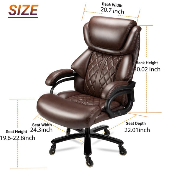 English Elm 500lbs Heavy Duty Executive Chair Wide Spring Seat Ergonomic High Back Home Office Brown W5201P418320