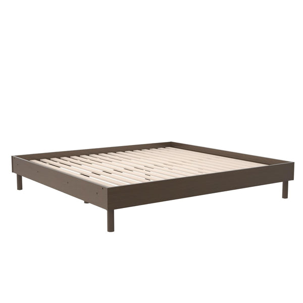 English Elm Cologne Low Profile King Bed Rubberwood Oak Veneer Rustic Bedroom Platform Frame B2733P436554