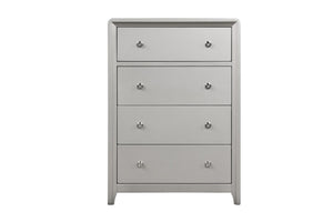 English Elm Luxurious Bryne Chest 4-Drawer Champagne Finish with Brushed Nickel Knobs, Dovetail Joints & Glides B2741P370862