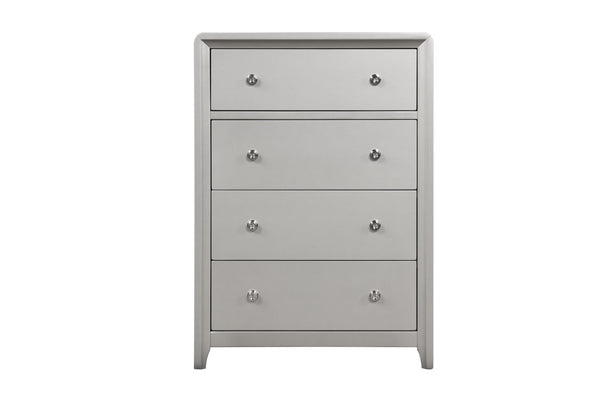 English Elm Luxurious Bryne Chest 4-Drawer Champagne Finish with Brushed Nickel Knobs, Dovetail Joints & Glides B2741P370862