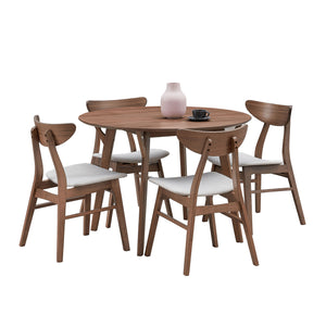 English Elm 42.01 Modern Round Dining Table for 4 — Solid Wood & MDF Frame, Compact Stylish Kitchen or Apartment Centerpiece Walnut W2582P197668