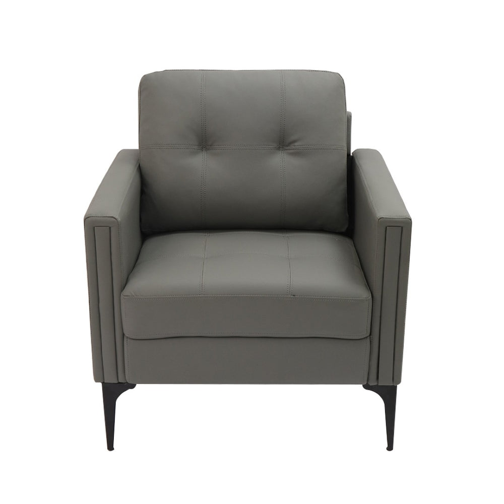 English Elm 1pc Faux Leather Accent Armchair Padded Seat Tailored Stitching Contemporary Living Room Gray B011P479618