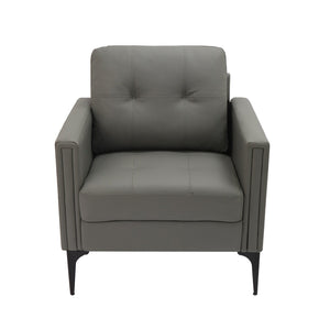 English Elm 1pc Faux Leather Accent Armchair Padded Seat Tailored Stitching Contemporary Living Room Gray B011P479618