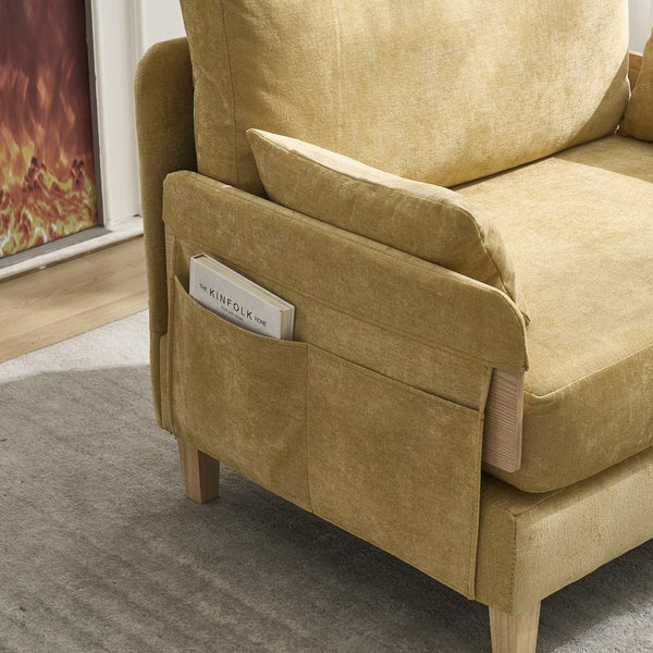 English Elm Foldable sofa bed recliner with three pillows, 3-in-1 convertible sleeper for small spaces, mid-century modern comfort Mustard yellow W395P290559