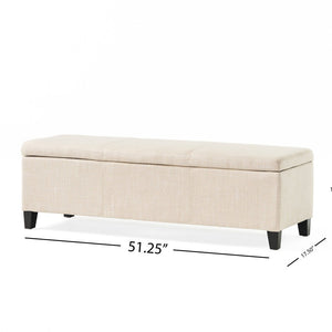 English Elm Upholstered Storage Ottoman with Solid Wood Legs Wide Hinged Bench for Living Rooms N757P414088B