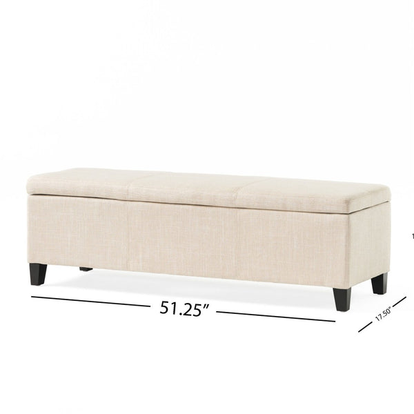 English Elm Upholstered Storage Ottoman with Solid Wood Legs Wide Hinged Bench for Living Rooms N757P414088B