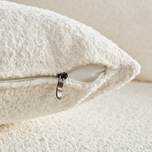 English Elm Classic Curved Tight Back Sofa Bouclé Beige Modular Sectional Couch with 4 Plush Foam Pillows, 95" W3208S00009