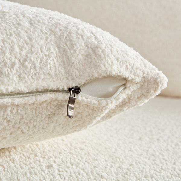 English Elm Classic Curved Tight Back Sofa Bouclé Beige Modular Sectional Couch with 4 Plush Foam Pillows, 95" W3208S00009