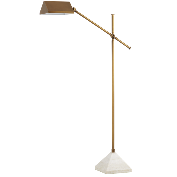 Repertoire Adjustable Brass Floor Lamp with White Marble Base - Modern Elegance for Your Space