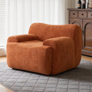 English Elm Wide Chenille Accent Chair Oversized Cozy Seat for Bedroom Living or Studio Spaces Orange W5385P433251