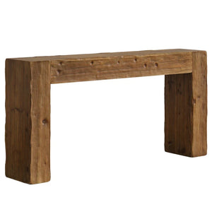English Elm Wood Solid Fir Console Table Handcrafted Farmhouse Style for Entryway or Sofa T3971P448315