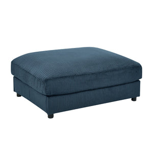 English Elm Corduroy Ribbed Upholstered Ottoman Plush Footrest or Extra Seating for Living Rooms Dark Blue B2748P483345