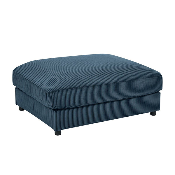 English Elm Corduroy Ribbed Upholstered Ottoman Plush Footrest or Extra Seating for Living Rooms Dark Blue B2748P483345
