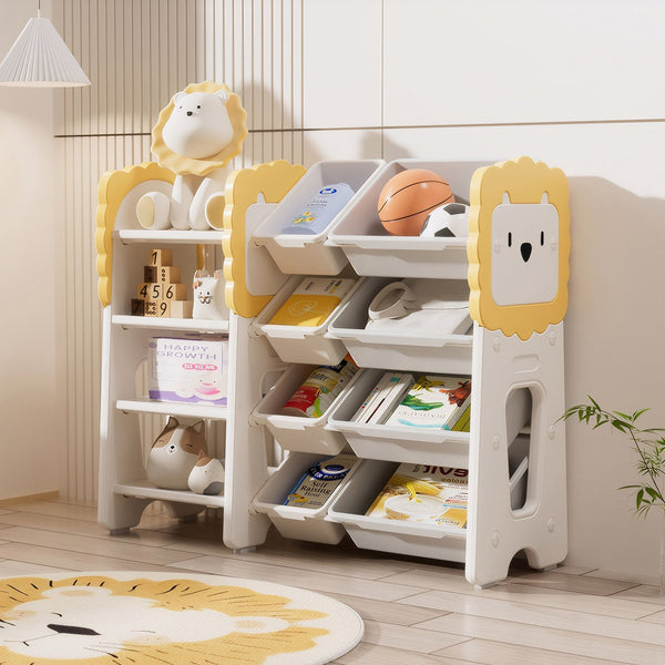 English Elm Kids Bookshelf 4-Tier Toy Organizer with 8 Removable Bins, Durable HDPE Storage for Bedroom/Nursery W3101P313253