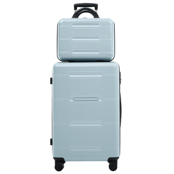 English Elm 6 Piece Hardshell Abs Travel Set with Spinner Wheels Combination Lock and Toiletry Bag Light Blue N732P391465N