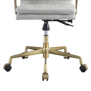 English Elm Vintage Vintage White Top Grain Leather Swivel Office Chair with Chrome Base, Casters & Ergonomic Height Adjustment Elegance B062P186452