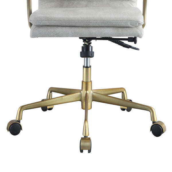 English Elm Vintage Vintage White Top Grain Leather Swivel Office Chair with Chrome Base, Casters & Ergonomic Height Adjustment Elegance B062P186452