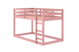 English Elm Gaston Pink Twin Loft Bed with Built-In Ladder & Guard Rail, Solid Pine Frame, Slat System Included B2726P315615