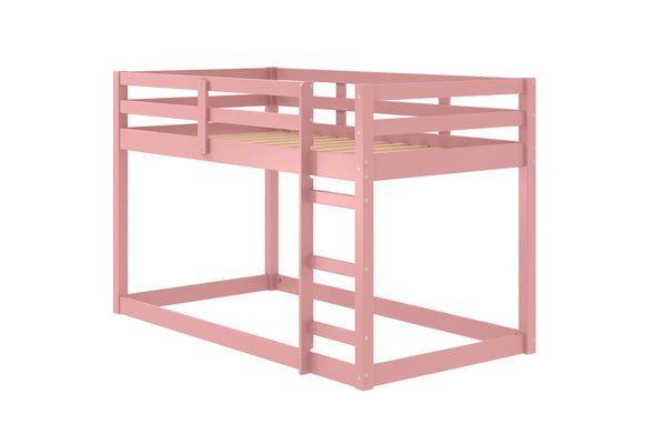 English Elm Gaston Pink Twin Loft Bed with Built-In Ladder & Guard Rail, Solid Pine Frame, Slat System Included B2726P315615