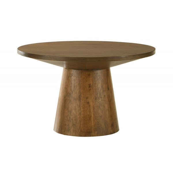 English Elm 29 Sculptural Round Wood Coffee Table with Pedestal Base, Beveled Top for Modern Minimalist Living Rooms Walnut 16.5 L x 16.5 W x 18 H B011S01870