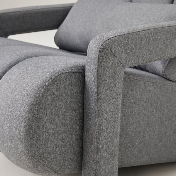 English Elm Modern Upholstered accent chair with plush linen cushioning and pillow — compact, stylish seating for living spaces DARK GREY W2671P192566