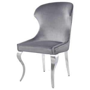 English Elm Daphne Velvet Wingback Dining Chairs with Nailhead Trim and Cabriole Legs Set of 2 B062S01463