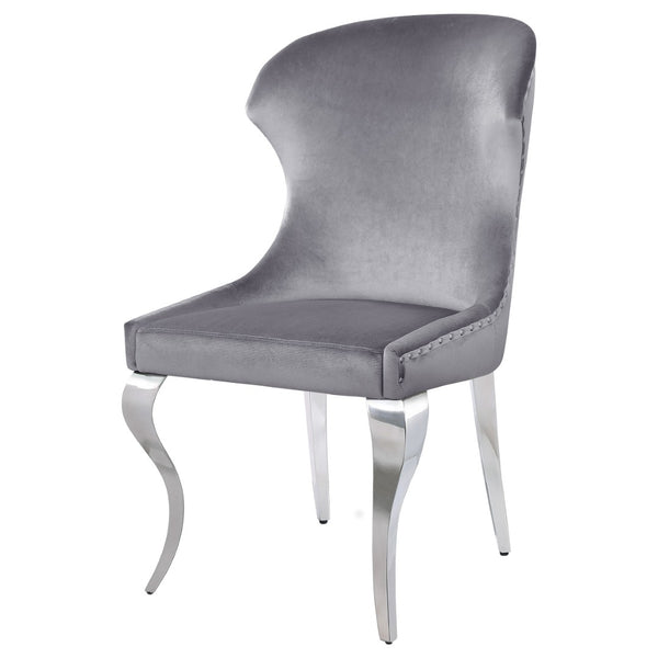 English Elm Daphne Velvet Wingback Dining Chairs with Nailhead Trim and Cabriole Legs Set of 2 B062S01463