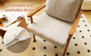 English Elm Cute Fabric Armchair Solid Wood Frame Compact Upholstered Seat for Bedroom or Apartment Grey W2105P420766
