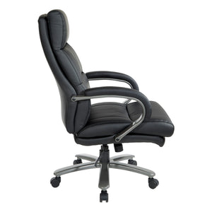 OSP Home Furnishings Big and Tall Bonded Leather Executive Office Chair with Lumbar Support and Titanium Accents ECH95297BT-EC3